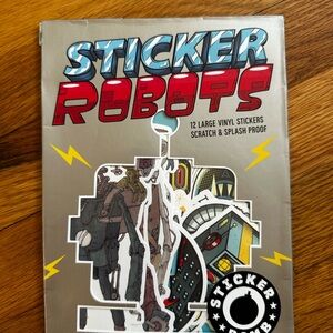 12 ROBOTS Large Vinyl STICKERS Scratch and Splash Proof by Laurence King  NEW